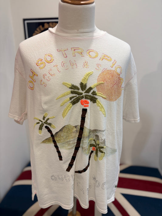Scotch & Soda 100% Cotton Cream Chest Logo Tee