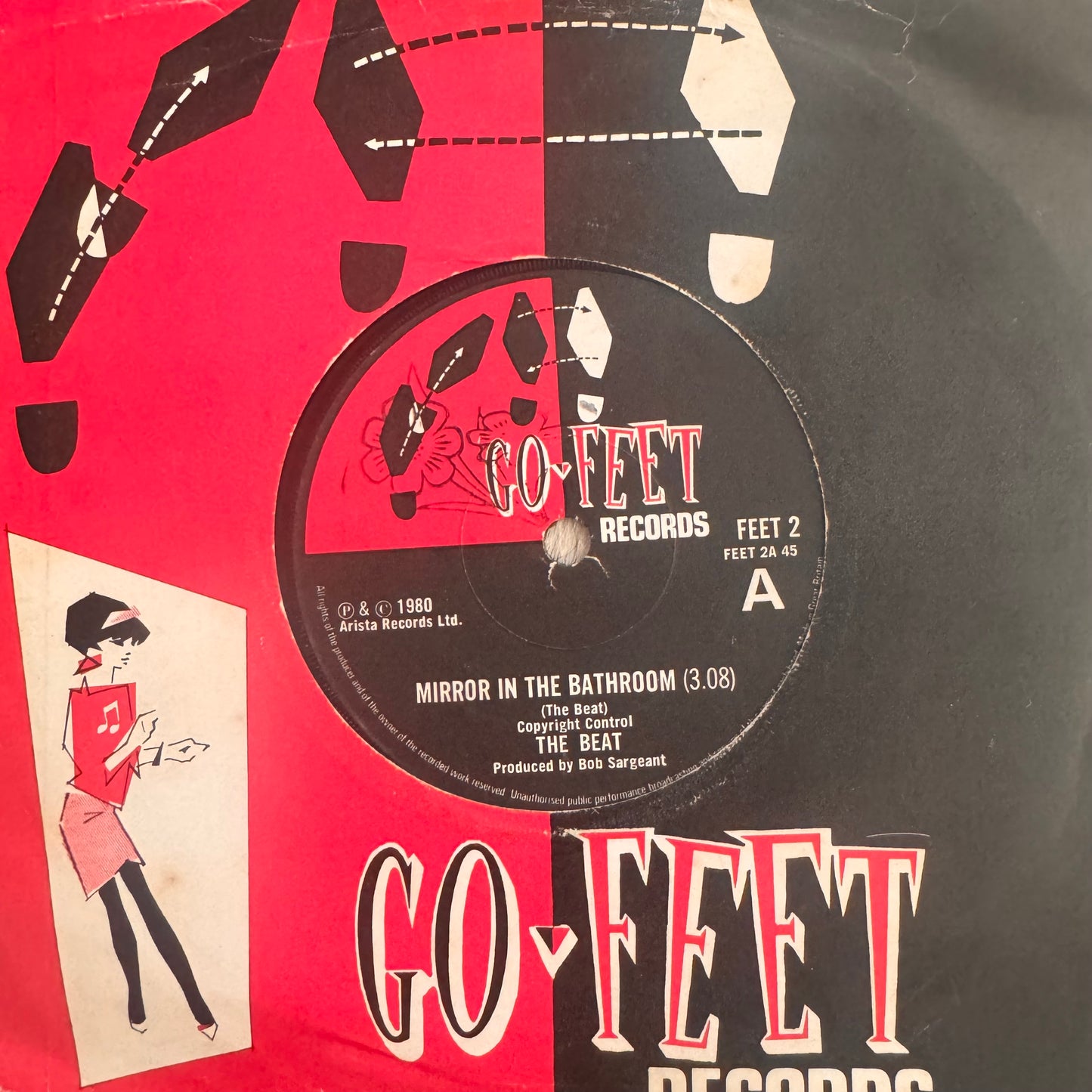 The Beat “Mirror In The Bathroom” 2 Track 7inch Vinyl Go-Feet Records 1980