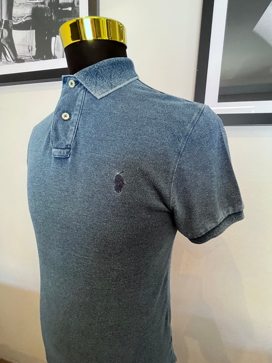 Ralph Lauren Polo, 100% Cotton Blue Denim effect Polo Shirt Size Small