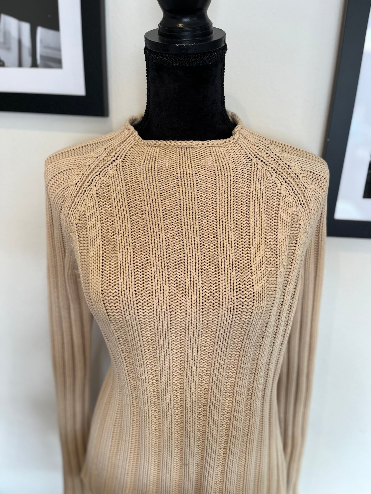 Ralph Lauren Women’s 100% Cotton Crew Neck Cream Cable Sweater Size M