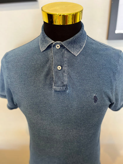 Ralph Lauren Polo, 100% Cotton Blue Denim effect Polo Shirt Size Small
