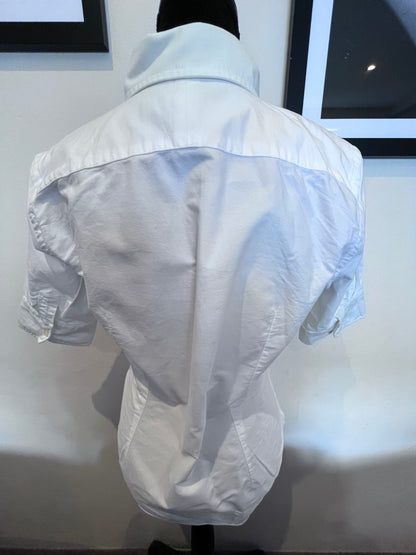 Ralph Lauren Women’s 100% Cotton White Short Sleeve Shirt Size S Slim Fit