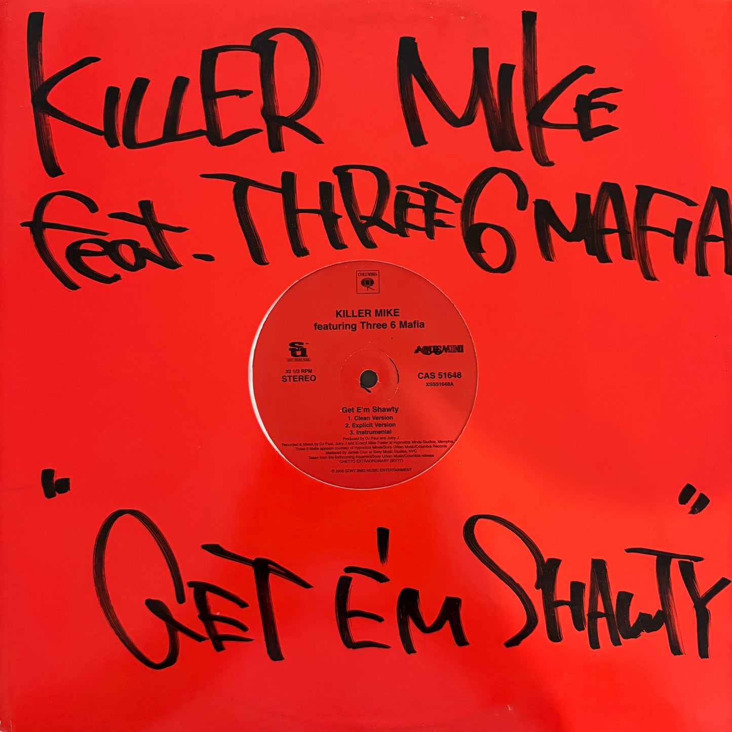 Killer Mike Ft Three 6 Mafia “Get E’m Shawty” / “For The No No” 6 version 12inch vinyl record