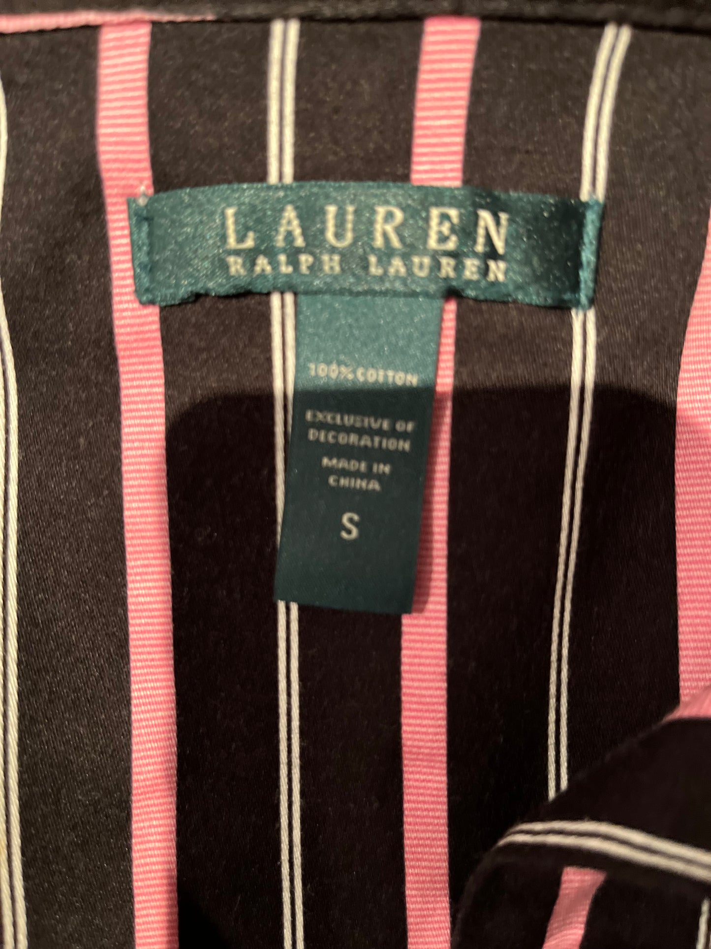 Ralph Lauren Women’s 100% Cotton Black Pink Stripe Shirt Dress Size Small