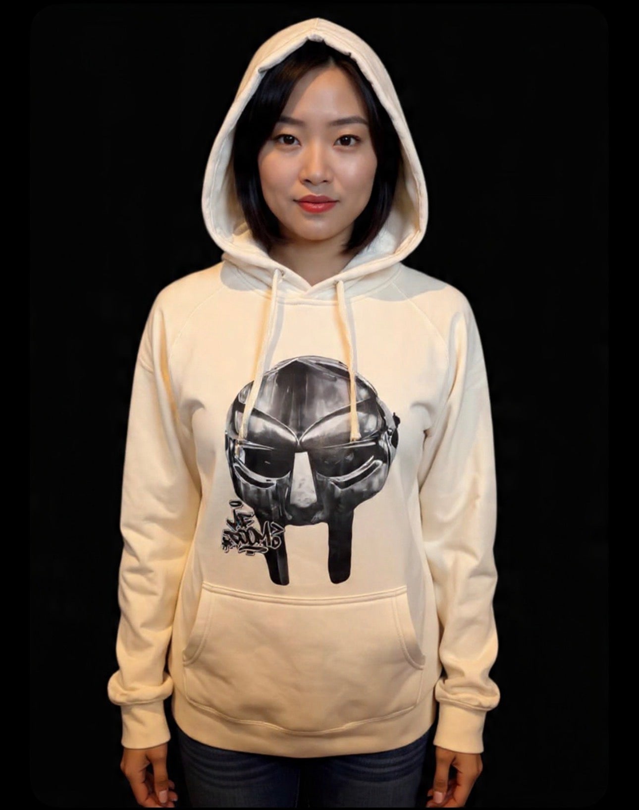 MF DOOM 100% Super high quality Cotton Cream Metal Face Hoodie Chest & Back Logo