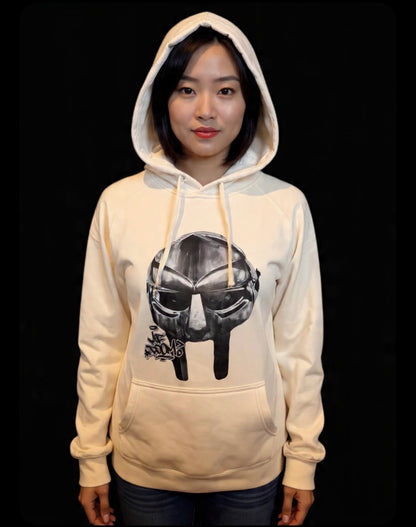 MF DOOM 100% Super high quality Cotton Cream Metal Face Hoodie Chest & Back Logo