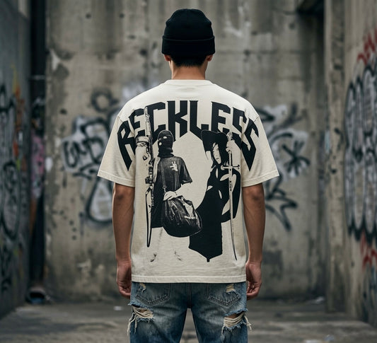 Street & Juice ‘Reckless’ 100% Cotton Cream Graphic Tee
