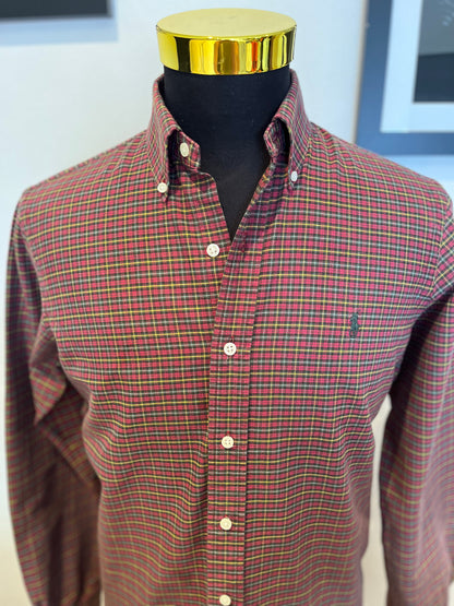 Ralph Lauren 100% Cotton Red Check Shirt Size Medium Classic Fit
