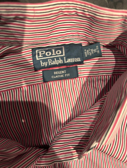 Ralph Lauren 100% Cotton Regent Red Striped Shirt  Classic Fit Large