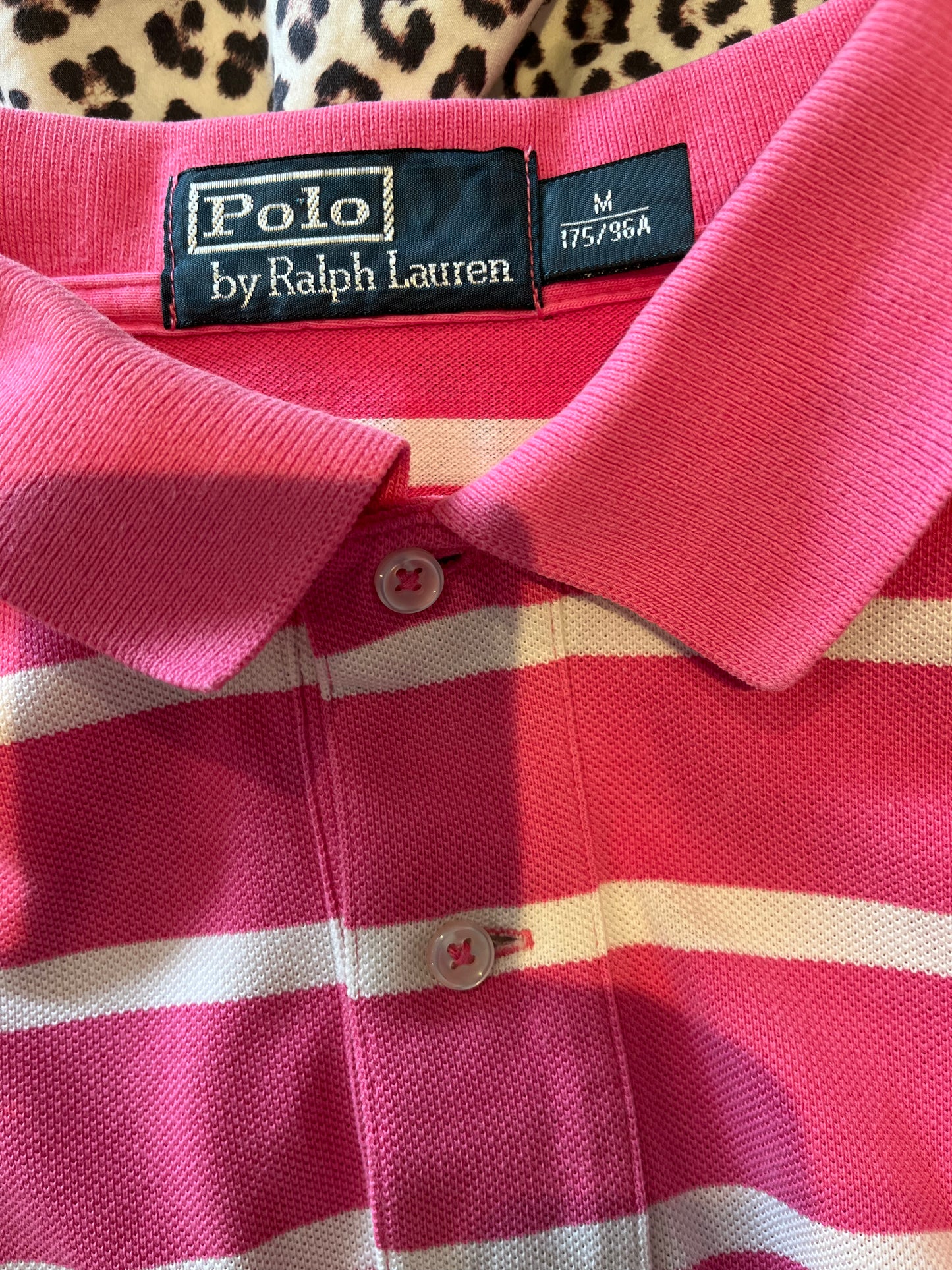 Ralph Lauren Polo, 100% Cotton Pink White Stripe Polo Shirt Size Medium