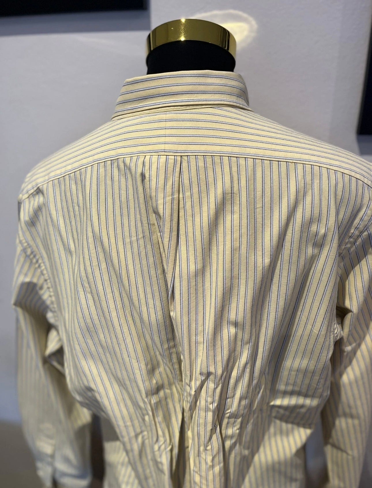 Ralph Lauren 100% Cotton Yellow / Blue Stripe Oxford Shirt Size XL Custom Fit