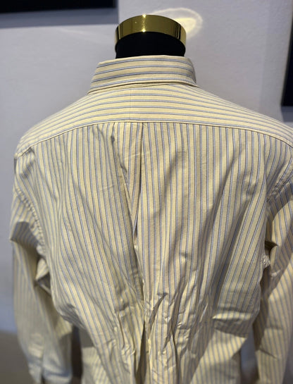 Ralph Lauren 100% Cotton Yellow / Blue Stripe Oxford Shirt Size XL Custom Fit