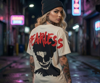 Fearless 100% Cotton Men’s Ivory Logo Cream Harajuku Tokyo Style Tee