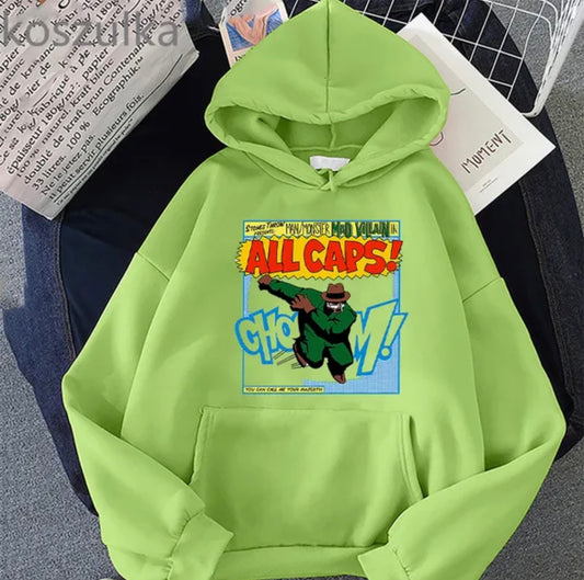 MF DOOM Mad Villain 100% Cotton Lime Chest Logo Hoodie