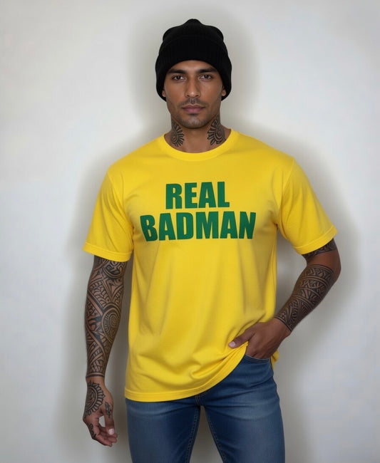 Street & Juice ‘Real Badman’ 100% Cotton Yellow Tee