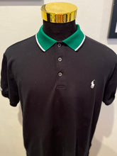 Load image into Gallery viewer, Ralph Lauren Stretch Mesh Custom Slim Fit Black Polo Short 2 Tone Collar
