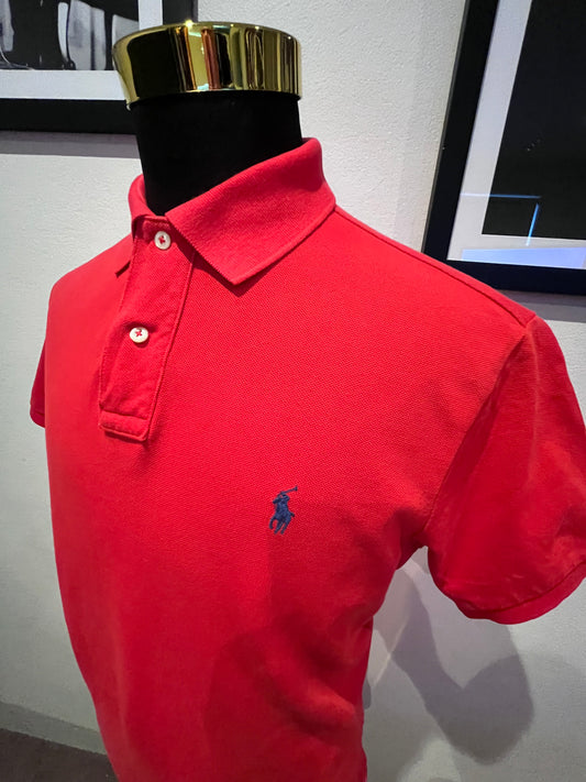 Ralph Lauren 100% Cotton Red Polo Shirt Size Medium Regular Fit