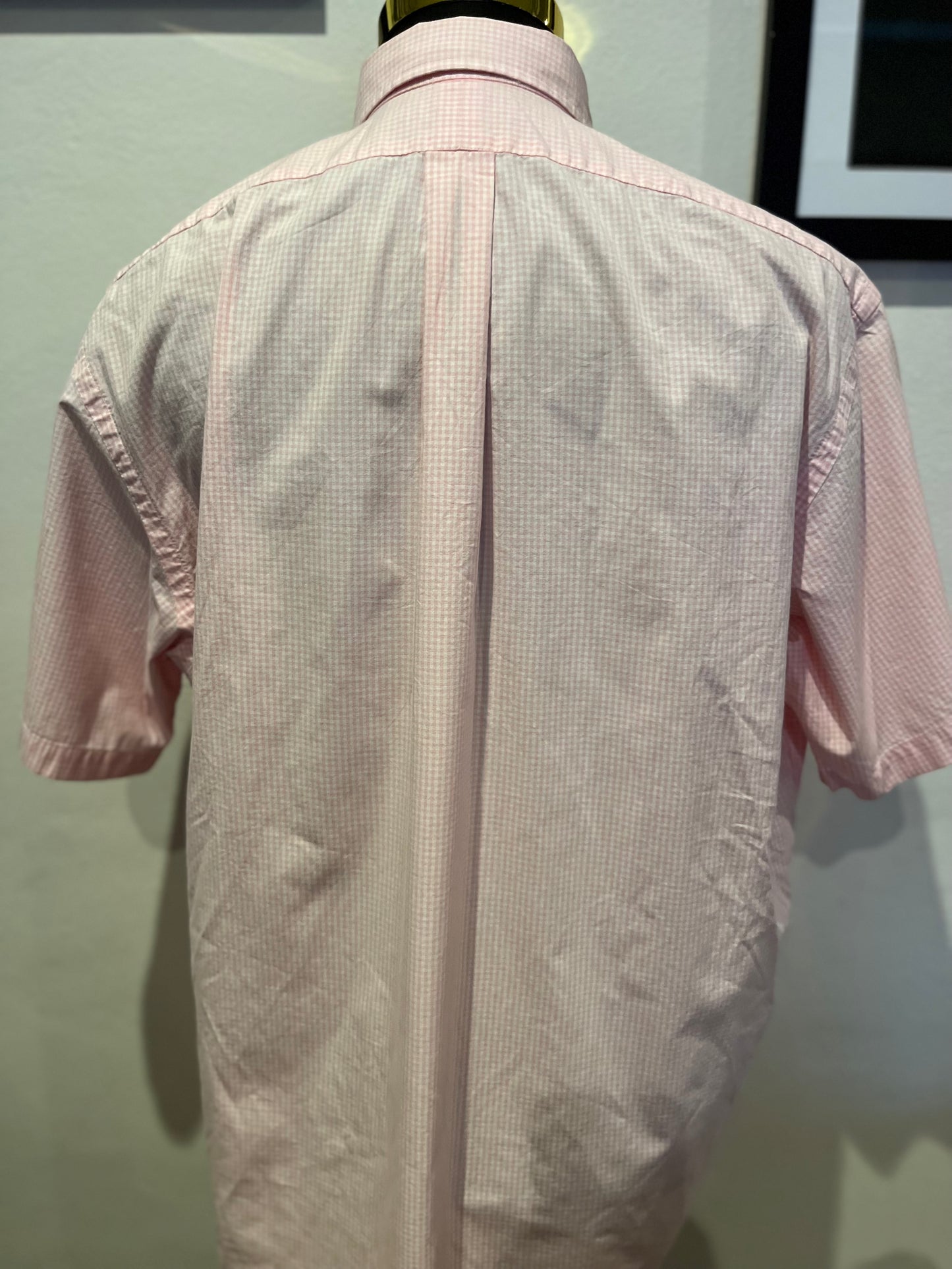 Lauren Ralph Lauren Men’s 100% Cotton White Pink Gingham Big Fit Shirt Size L Fits more like an XXL