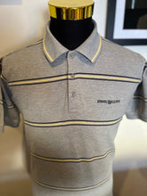 Load image into Gallery viewer, Henri Lloyd 100% Cotton Custom Fit Grey Yellow Stripe Polo Shirt Size Medium