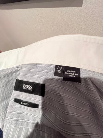 Boss Hugo Boss 100% Cotton Shirt Slim Fit Size Small Spread Collar