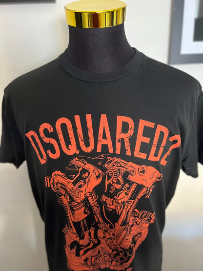 Dsquared2 100% Cotton Dark Grey Logo Print Tee Size XL made in Italy