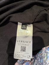 Load image into Gallery viewer, Versace 100% Cotton Black Tee Gold Print Logo Size XL Made in Italy