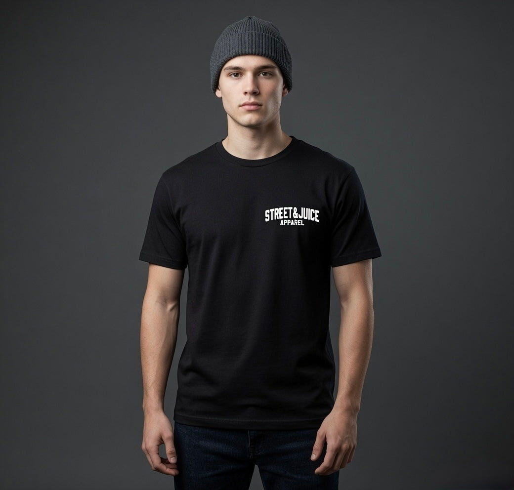 Street & Juice ‘PLAY VINYL’ 100% Heavyweight Cotton Black Graphic Tee