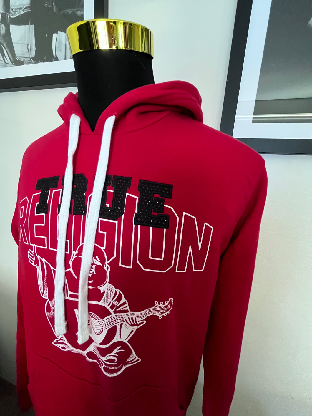True Religion 100% Cotton Logo Embroidered Red Hoodie Size M BNWT