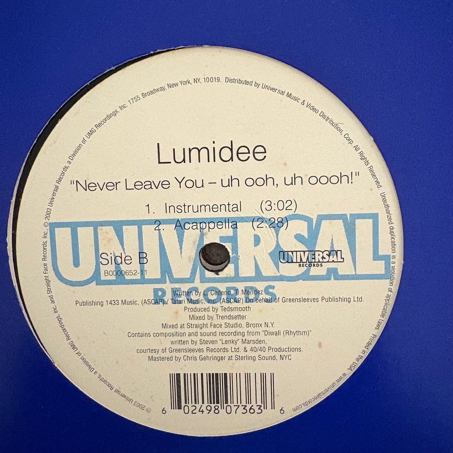 Lumidee “Never Leave You - Uh Ooh, Uh Oooh!” 3 Version 12inch Vinyl