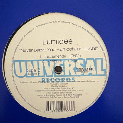 Lumidee “Never Leave You - Uh Ooh, Uh Oooh!” 3 Version 12inch Vinyl