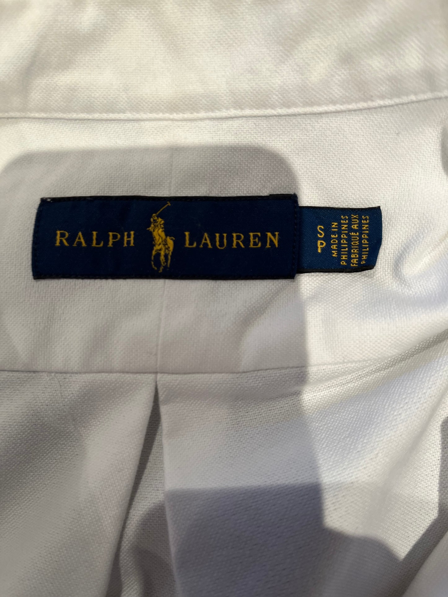 Ralph Lauren 100% Cotton White Oxford Shirt Size S Classic Fit Button Down Collar