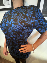 Load image into Gallery viewer, Versace Ladies Blue Baroque Tee Size Small Made it Italy