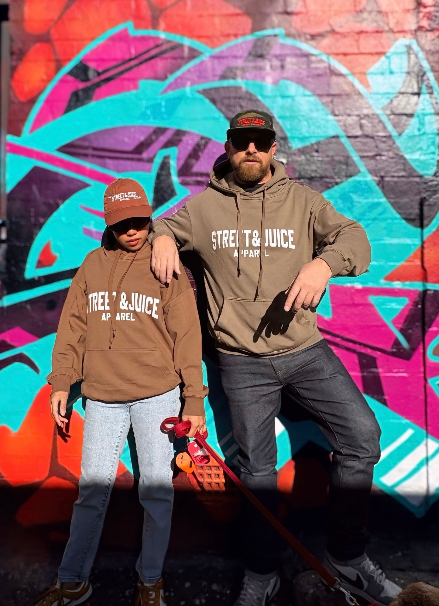 Street & Juice 100% Cotton Khaki Chest Logo Drawer String Hoodie