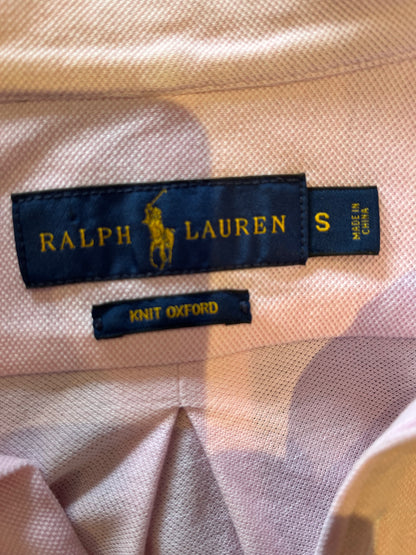 Ralph Lauren 100% Cotton Light Mesh Pink Oxford Knit Shirt Size Small