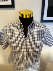 Tommy Hilfiger Custom Fit 100% Cotton Blue White Check Shirt Size Large
