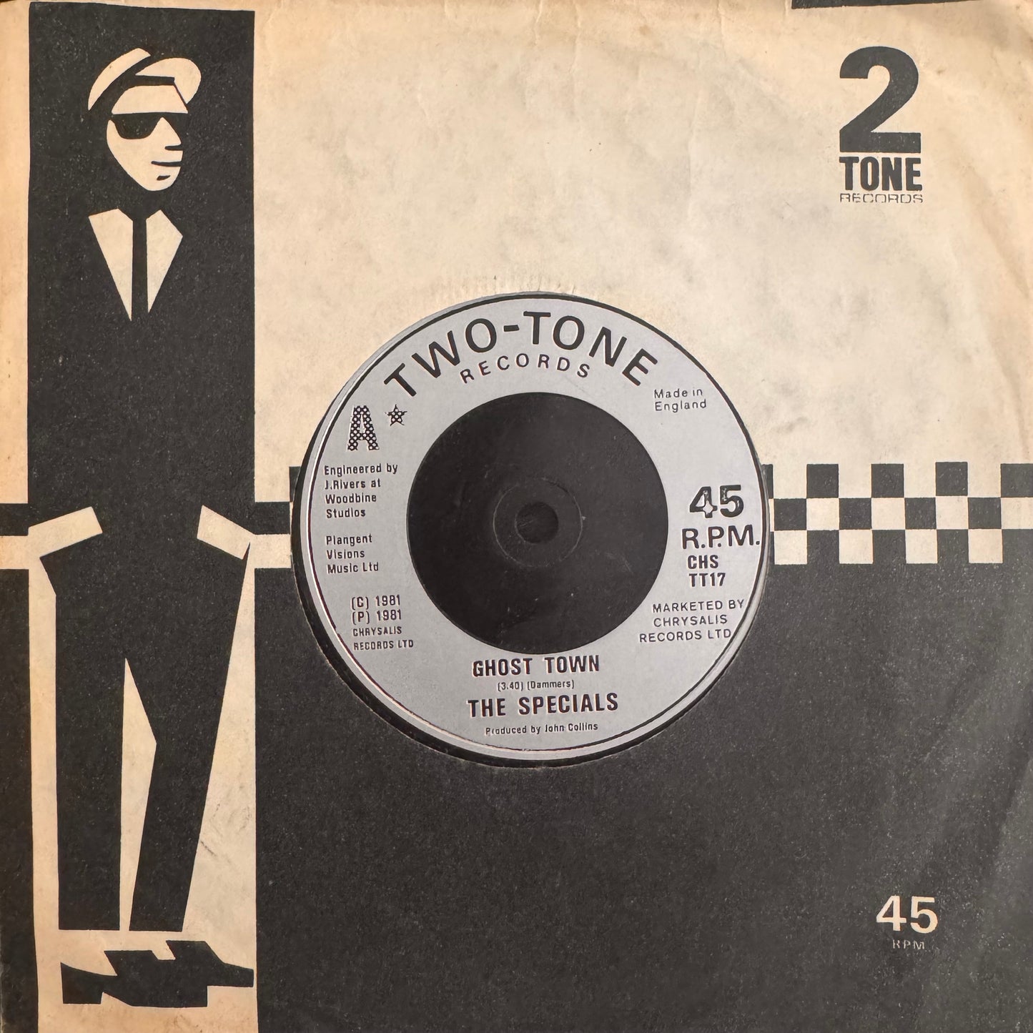 The Specials “Ghost Town” 3 Track 7inch Vinyl 2 Tone Records 1980