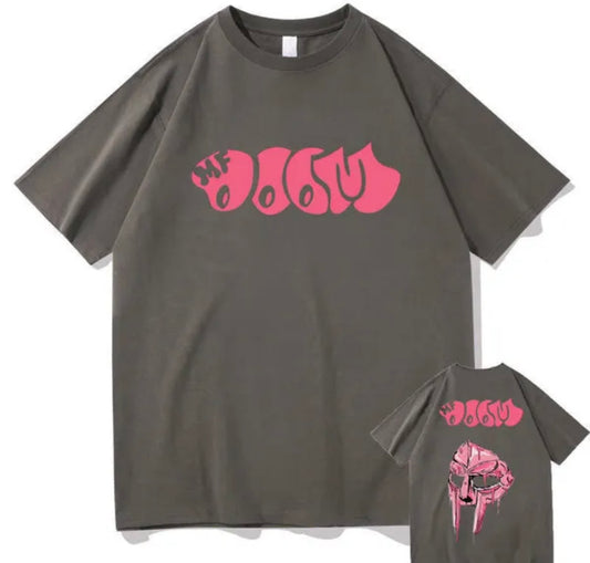 MF DOOM 100% Cotton Brown Chest & Back Logo Tee