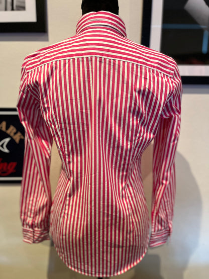 Ralph Lauren Women’s 100% Cotton Pink White Striped Shirt Slim Fit Size 6