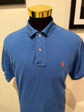 Load image into Gallery viewer, Ralph Lauren Blue Polo Shirt Size Large Classic Fit with Orange Polo Motif