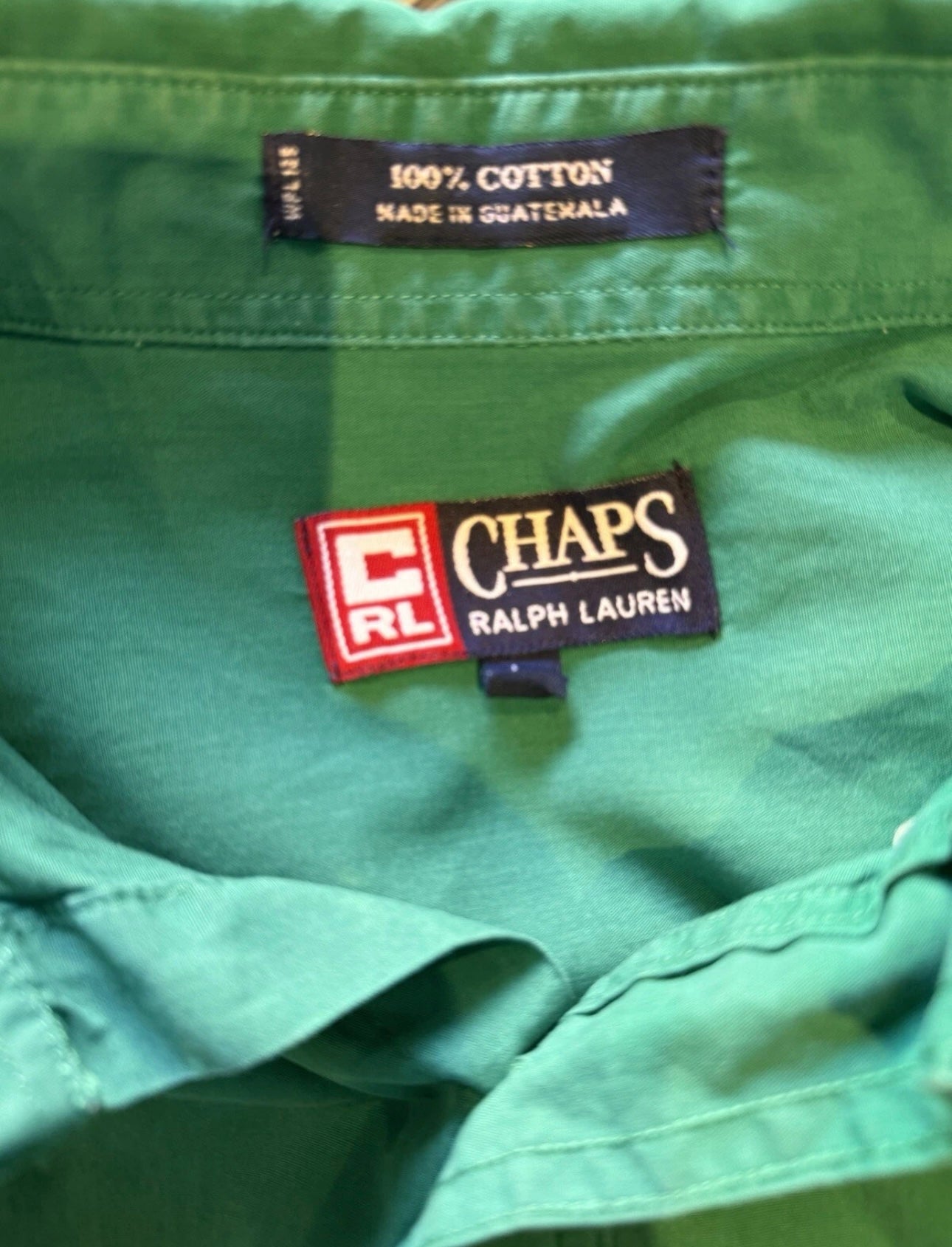 Ralph Lauren 100% Cotton Green Short Sleeve Shirt with Chest Logo Button Down