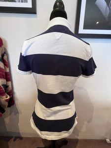 Tommy Hilfiger 100% Cotton Women’s Blue White Stripe Polo Shirt Size M