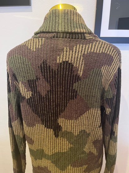 Ralph Lauren Denim & Supply Camouflage Light Knit Cardigan Size L 100% Cotton Fits more like a Medium