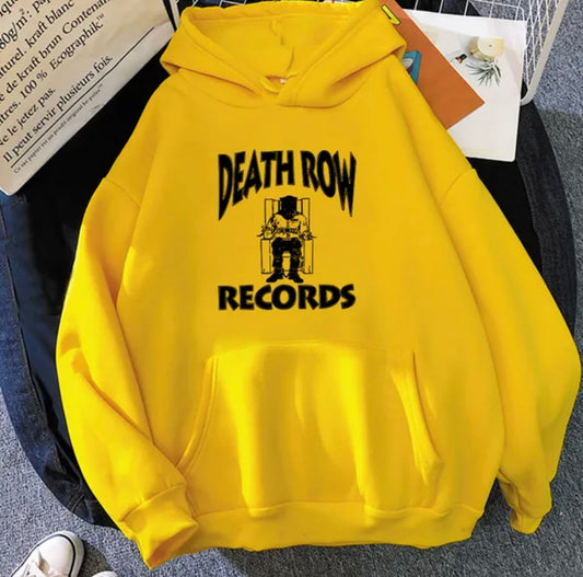 Death Row 100% Cotton Yellow Draw String Hoodie Size Large 2pac Snoop Dogg West Coast