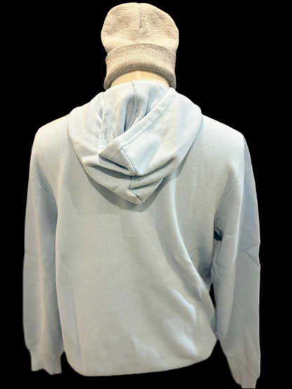 Street & Juice 100% Cotton Knit Pastel Blue Chest Logo Drawer String Hoodie