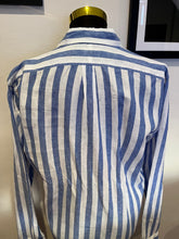 Load image into Gallery viewer, Ralph Lauren Blue / White Stripe 100% Linen Cotton  Size Large Slim Fit