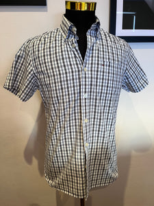 Tommy Hilfiger Custom Fit 100% Cotton Blue White Check Shirt Size Large