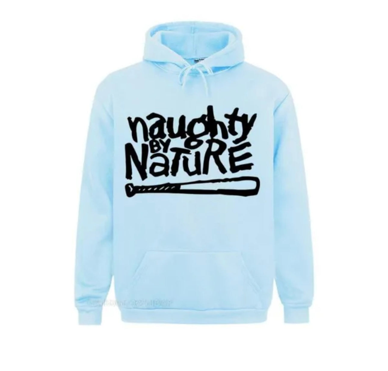 Naughty By Nature Fleece Powder Blue Front Pocket Draw String Hoodie
