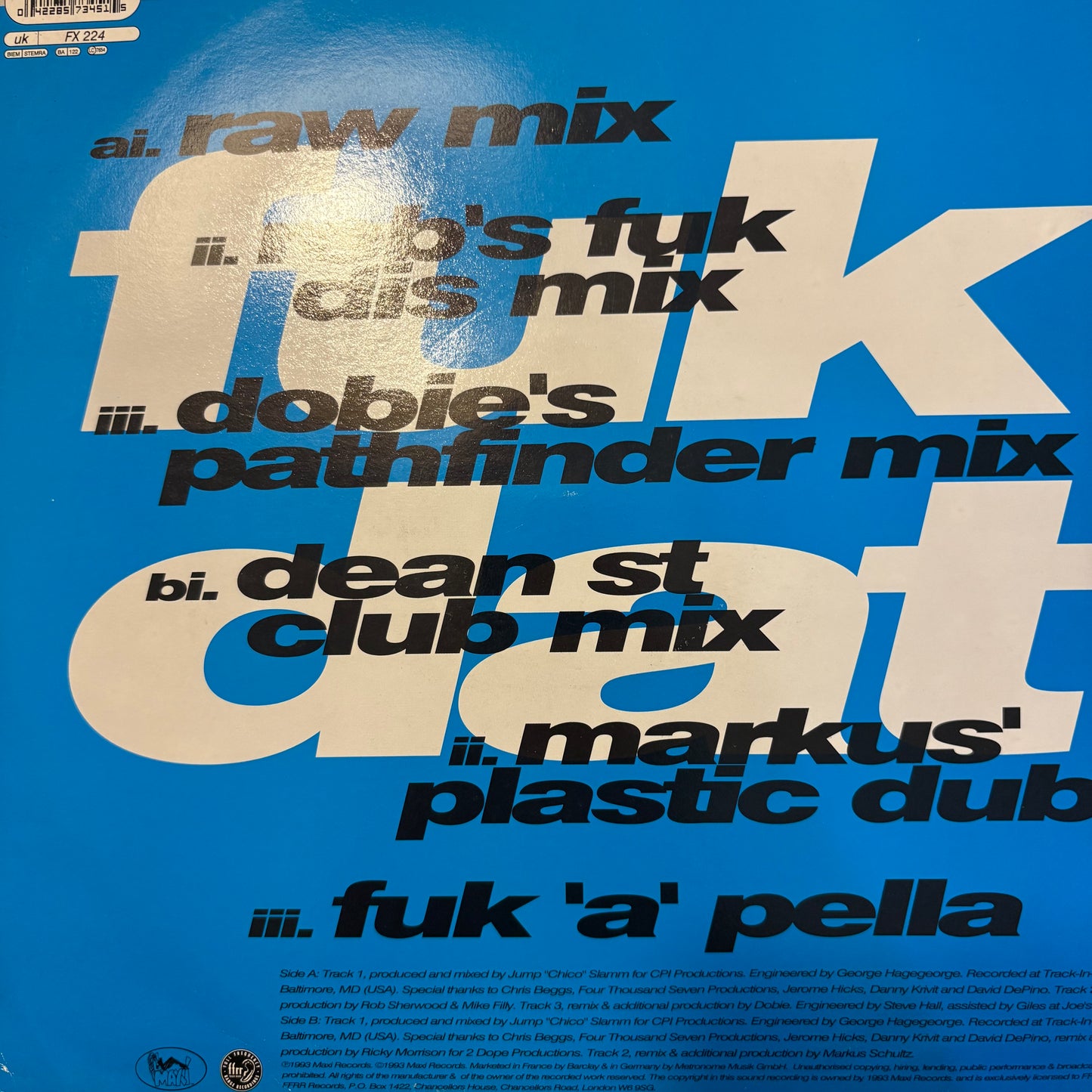 Sagat “Fuk Dat” 6 Version 12inch Vinyl Record on Maxi Records