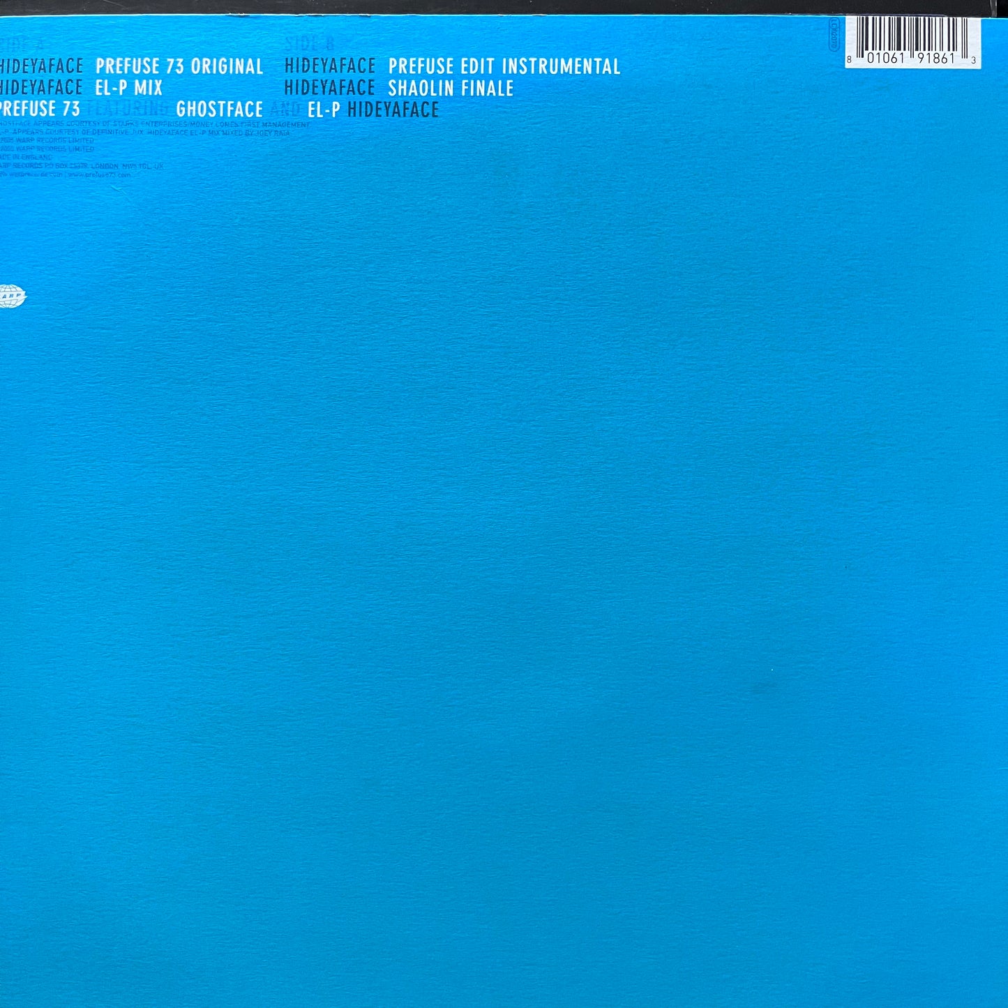 Prefuse 73 Feat Ghostface “Hideyaface” 4 Version 12inch Vinyl Record