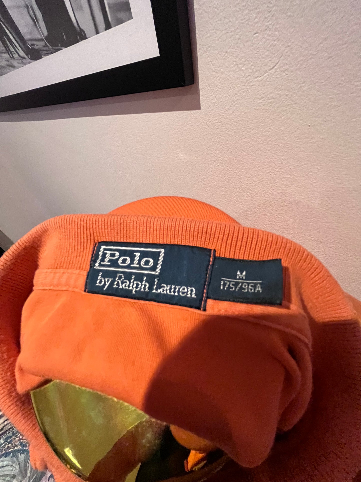 Ralph Lauren 100% Cotton Orange Polo Shirt Size Medium Regular Fit